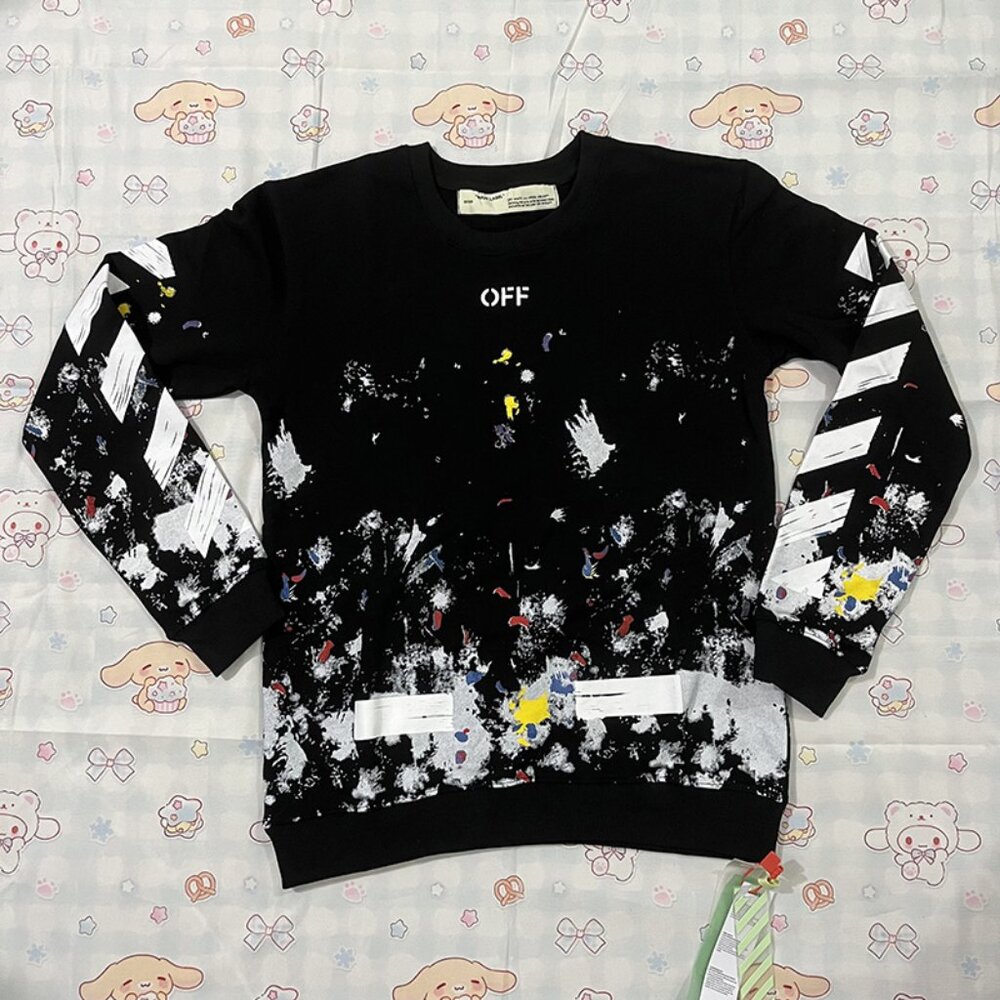 White Print And Black Sweatshirt Off-White